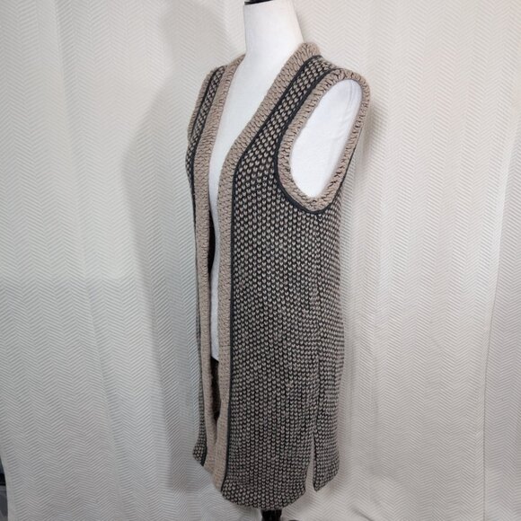 Club Monaco Wool Alpaca Blend Knit Sweater Vest Longline Textured XS Neutral - Picture 2 of 9